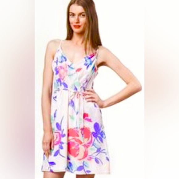 Yumi Kim Goddess Surplice Bodice A-line Floral Slip Dress Style S1910 - Picture 3 of 5